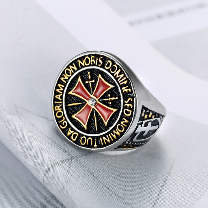 Christianartworkshop Knights Templar Inspired - Symbol of Faith Cross Ring（Silver&Golden） - Silver - US14 - image 0