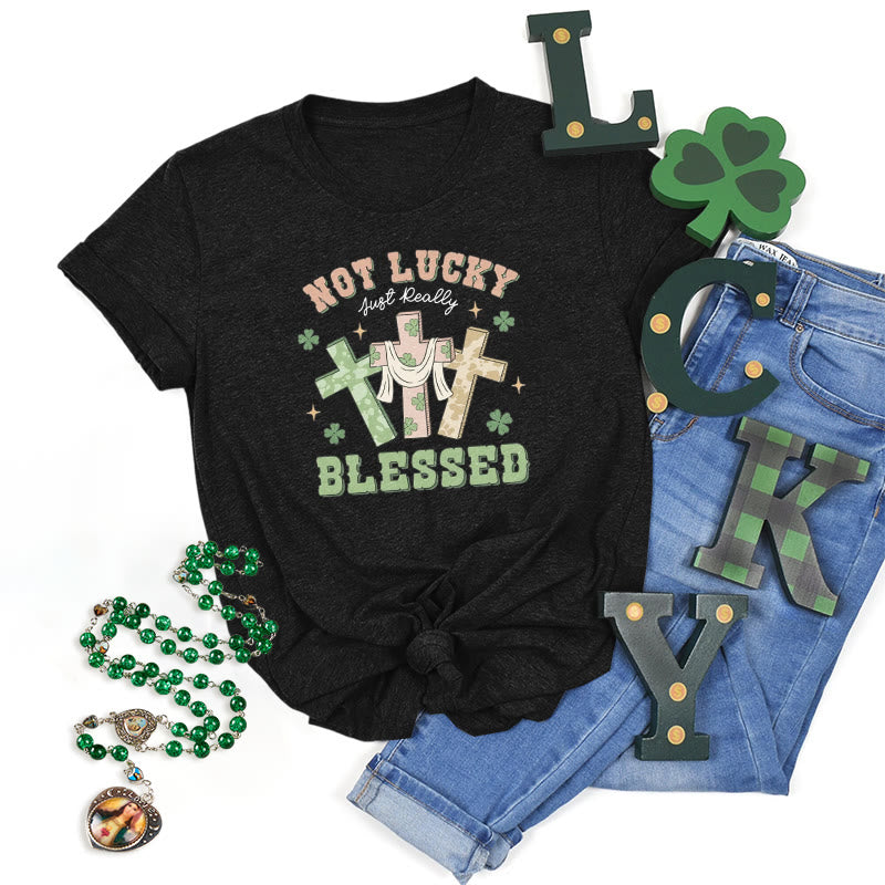 Christianartworkshop Not Lucky Just Blessed Faith-Inspired T-Shirt - Black - 2XL - image 8