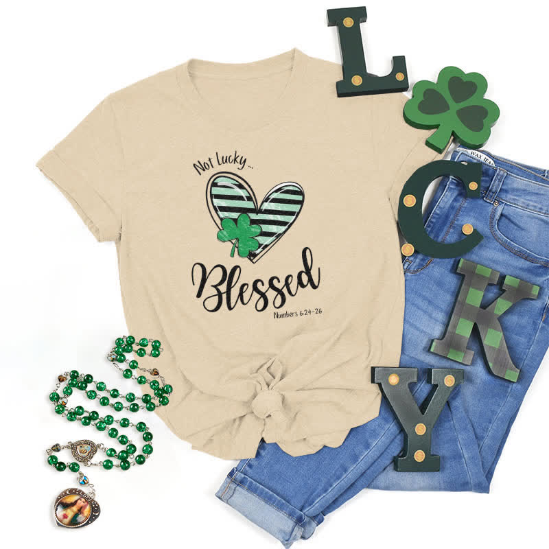 Christianartworkshop Blessed Beyond the Luck of the Irish Faith-Inspired T-Shirt - Beige - 2XL - image 0