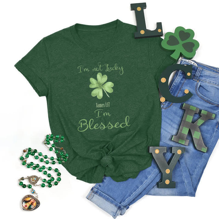 Christianartworkshop I'M Not Lucky I'm Blessed Faith-Inspired T-Shirt - Dark Green - 2XL - image 8