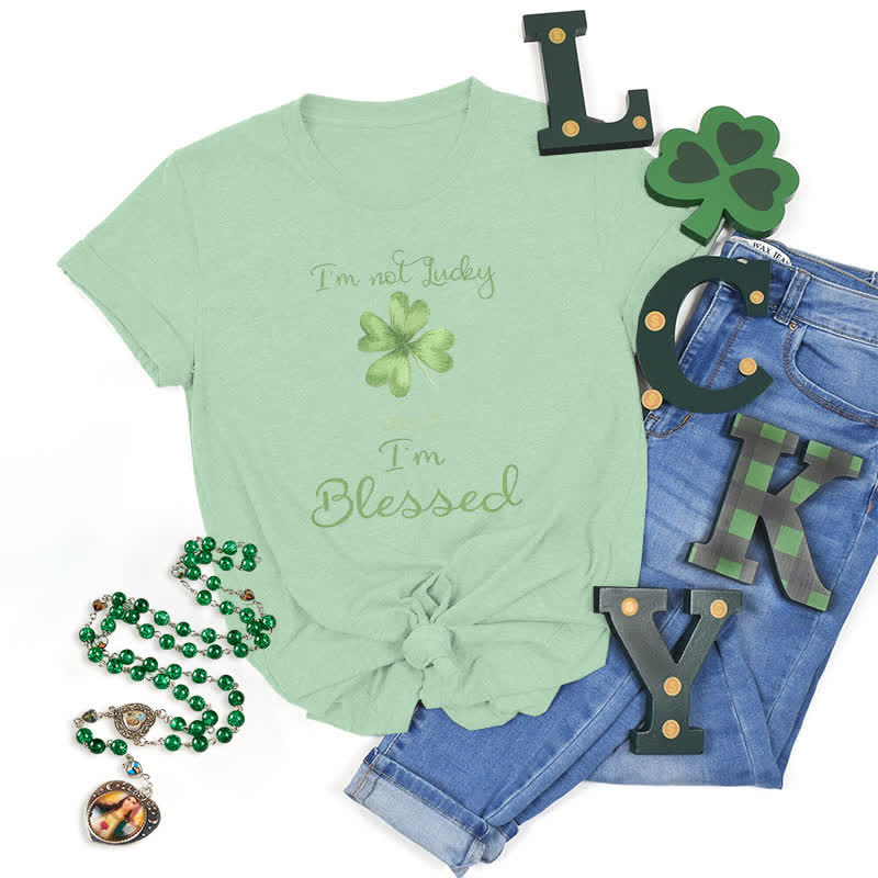 Christianartworkshop I'M Not Lucky I'm Blessed Faith-Inspired T-Shirt - Light Green - 2XL - image 5