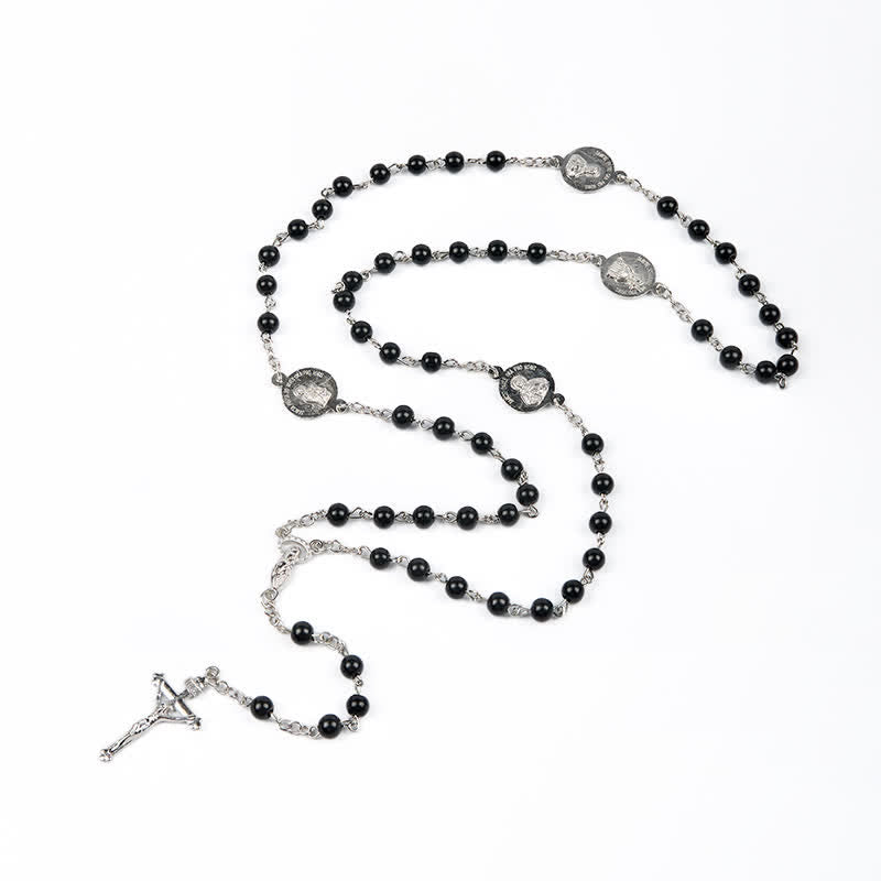 Christianartworkshop Crucifix & Our Lady of 8mm Pearl Prayer Beads Rosary (3 Colors)
