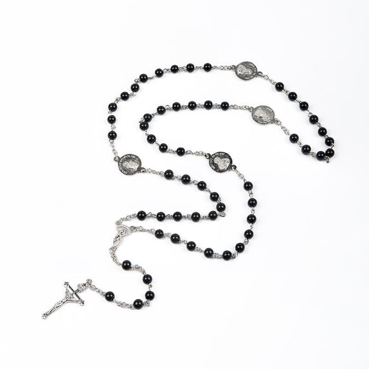 Christianartworkshop Crucifix & Our Lady of 8mm Pearl Prayer Beads Rosary (3 Colors)