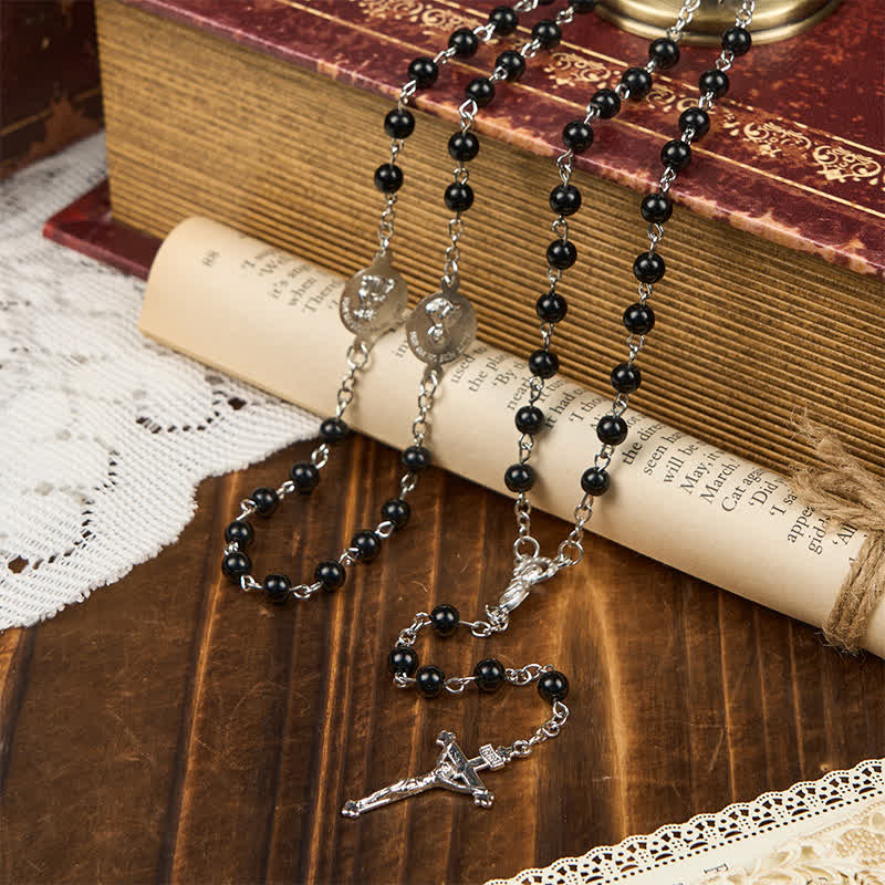 Christianartworkshop Crucifix & Our Lady of 8mm Pearl Prayer Beads Rosary (3 Colors)