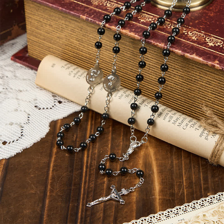 Christianartworkshop Crucifix & Our Lady of 8mm Pearl Prayer Beads Rosary (3 Colors)