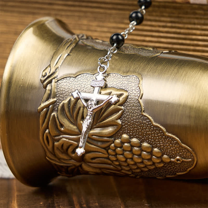 Christianartworkshop Crucifix & Our Lady of 8mm Pearl Prayer Beads Rosary (3 Colors)