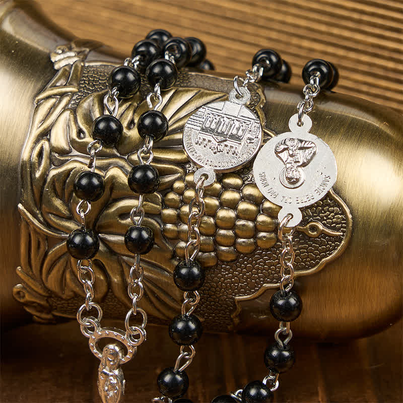 Christianartworkshop Crucifix & Our Lady of 8mm Pearl Prayer Beads Rosary (3 Colors)