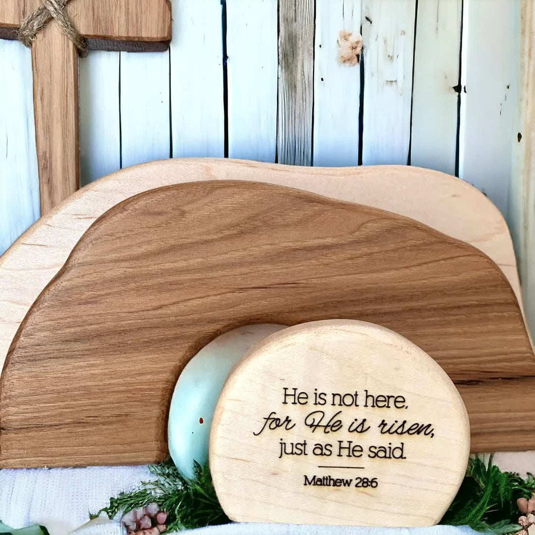 Christianartworkshop He is Risen: Rustic Wooden Easter Resurrection Decor Set with Scripture Wall Art - image 7
