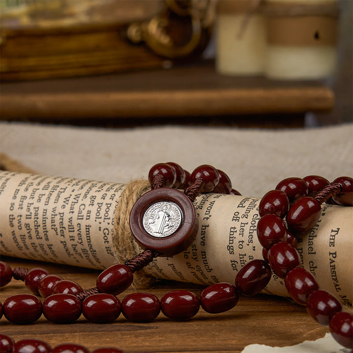 Christianartworkshop St. Benedict & Crucifix of 8*10mm Oval Bead Rosary - Three Timeless Colors - image 11