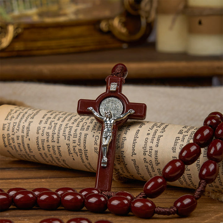 Christianartworkshop St. Benedict & Crucifix of 8*10mm Oval Bead Rosary - Three Timeless Colors - image 10