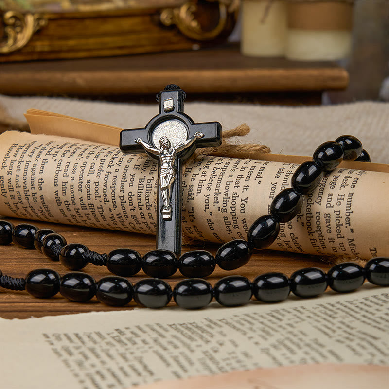 Christianartworkshop St. Benedict & Crucifix of 8*10mm Oval Bead Rosary - Three Timeless Colors - image 13
