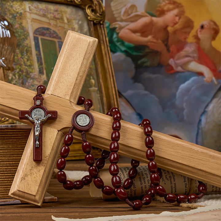Christianartworkshop St. Benedict & Crucifix of 8*10mm Oval Bead Rosary - Three Timeless Colors - image 8