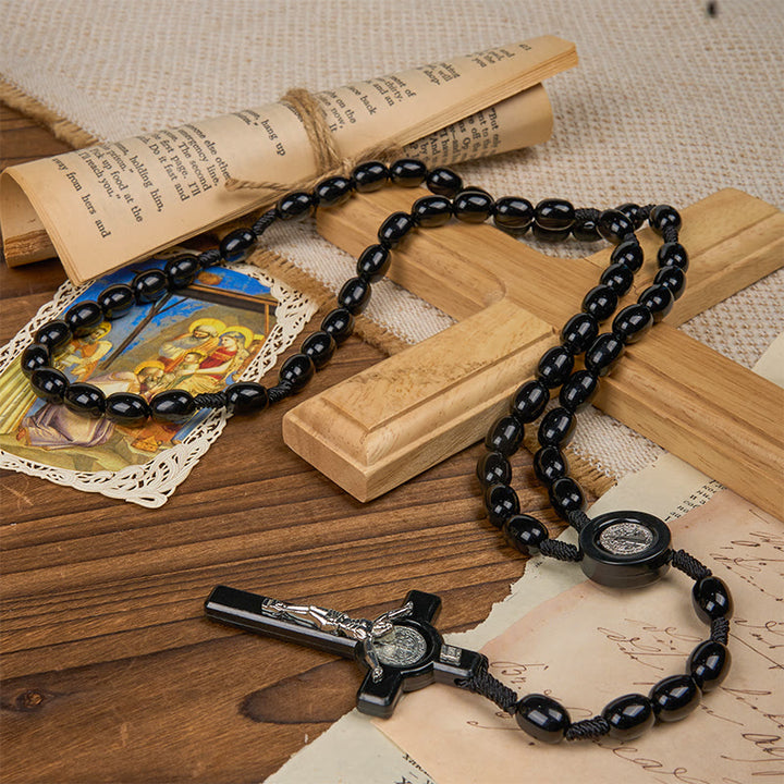 Christianartworkshop St. Benedict & Crucifix of 8*10mm Oval Bead Rosary - Three Timeless Colors - image 17