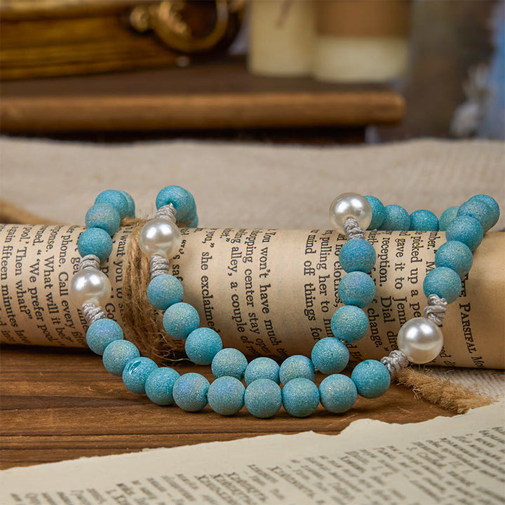Christianartworkshop Our Lady & Crucifix of 8mm Sparkling Glass Sand Bead Handmade Rosary