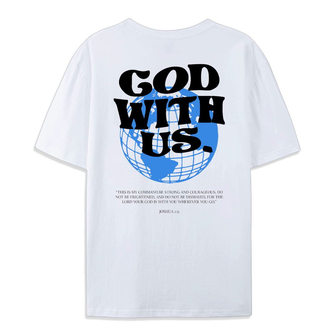Christianartworkshop God With Us Cotton T-Shirt - image 1