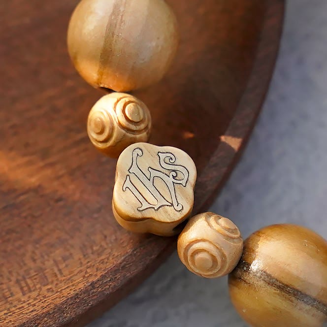 Christianartworkshop Olive Wood Bracelet Rose Rosary Portable Elastic Bracelet - image 13