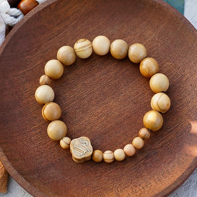 Christianartworkshop Olive Wood Bracelet Rose Rosary Portable Elastic Bracelet - 10mm-a - image 2