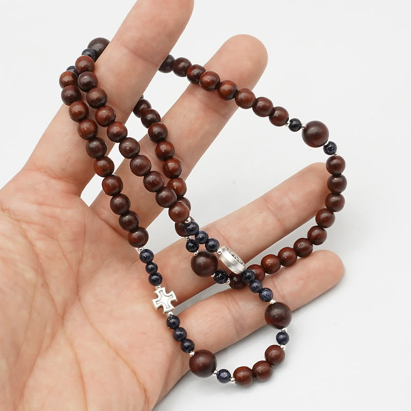 Christianartworkshop 6mm Rosewood Three-circle Elastic Bracelet Divine Rosary Beads - image 5