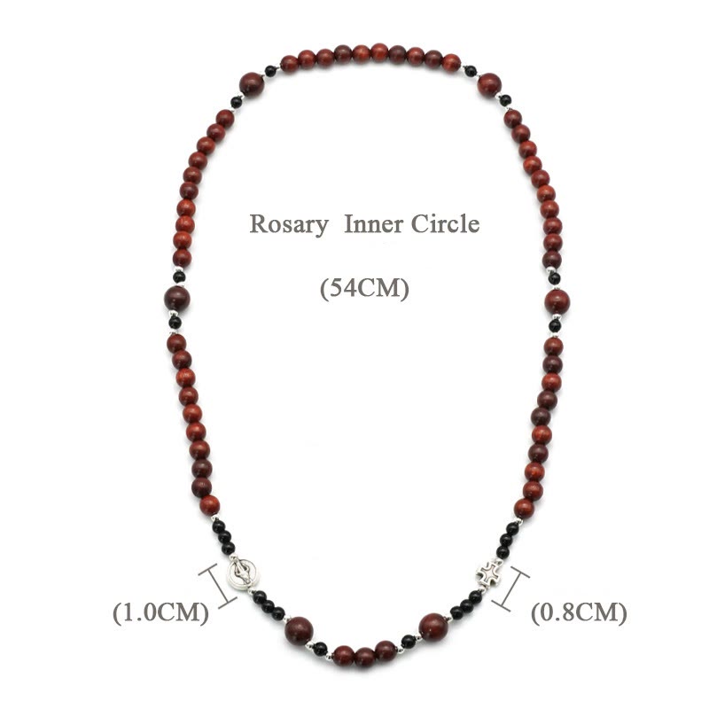 Christianartworkshop 6mm Rosewood Three-circle Elastic Bracelet Divine Rosary Beads - image 10