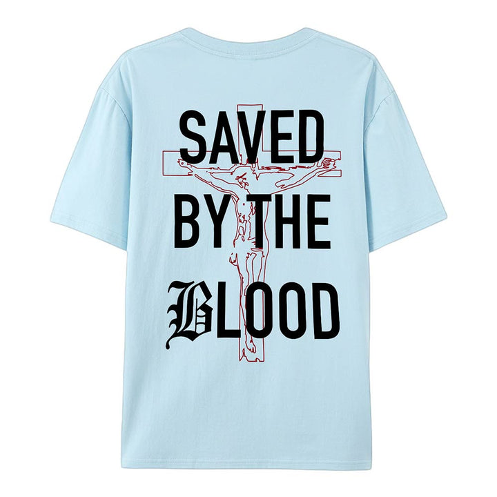 Christianartworkshop Saved By The Lord Cotton T-Shirt - Blue - 2XL - image 19