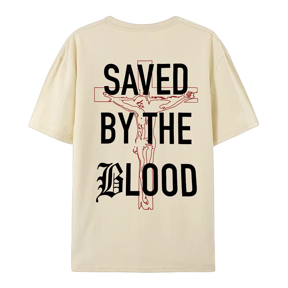Christianartworkshop Saved By The Lord Cotton T-Shirt - image 13