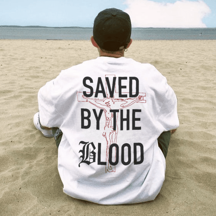 Christianartworkshop Saved By The Lord Cotton T-Shirt - image 3