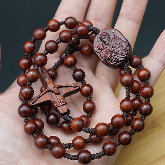 Christianartworkshop Wood Beads Crucifix Prayer Rosary - image 5