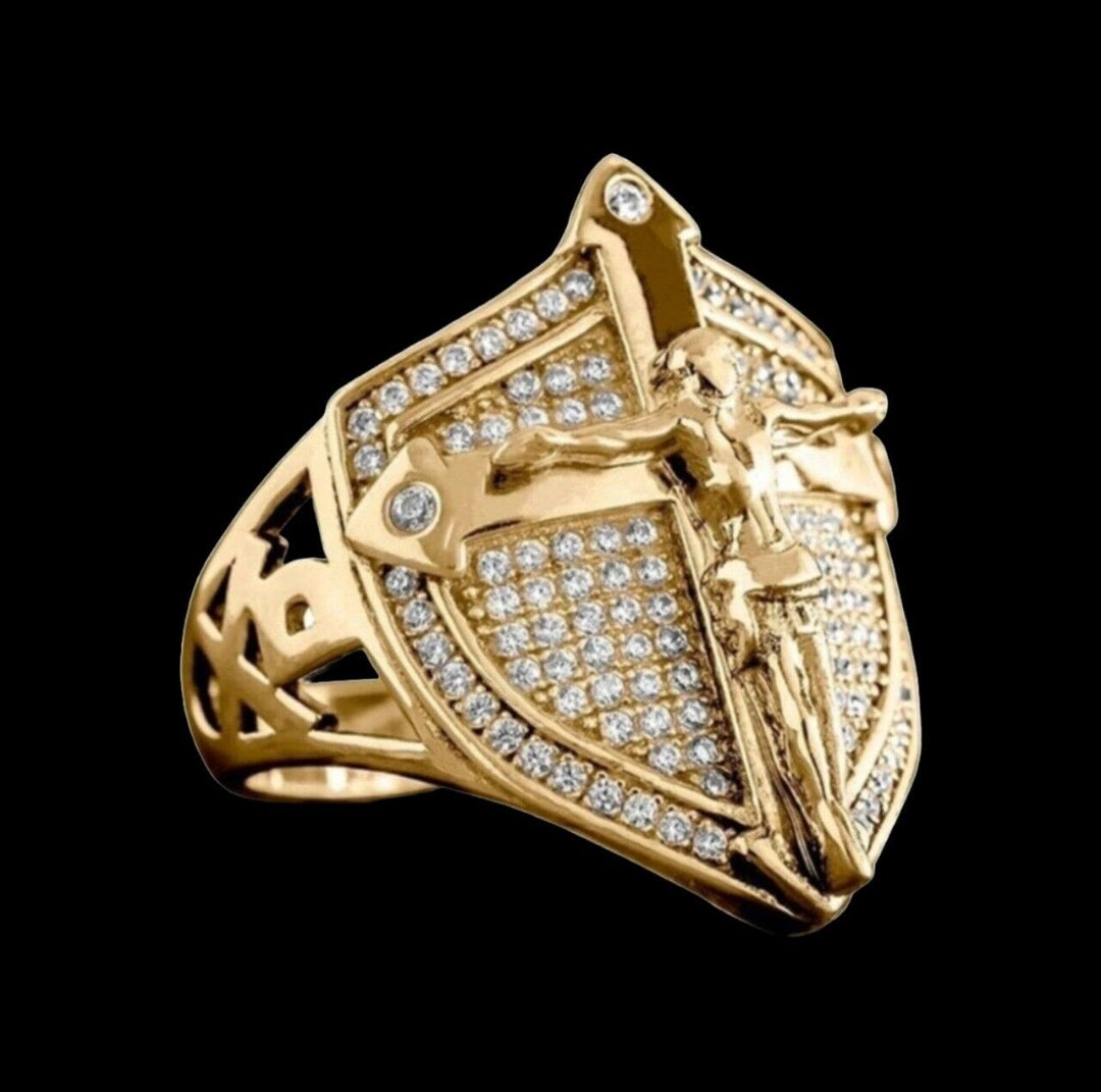Christianartworkshop Divine Shield Crucifix Luxurious Ring: A Bold Testament of Faith and Devotion - image 1