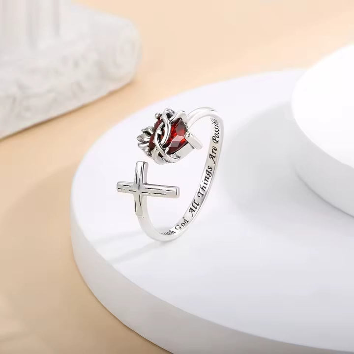 Christianartworkshop Sacred Heart of Jesus Ring: With God All Things Are Possible - image 2