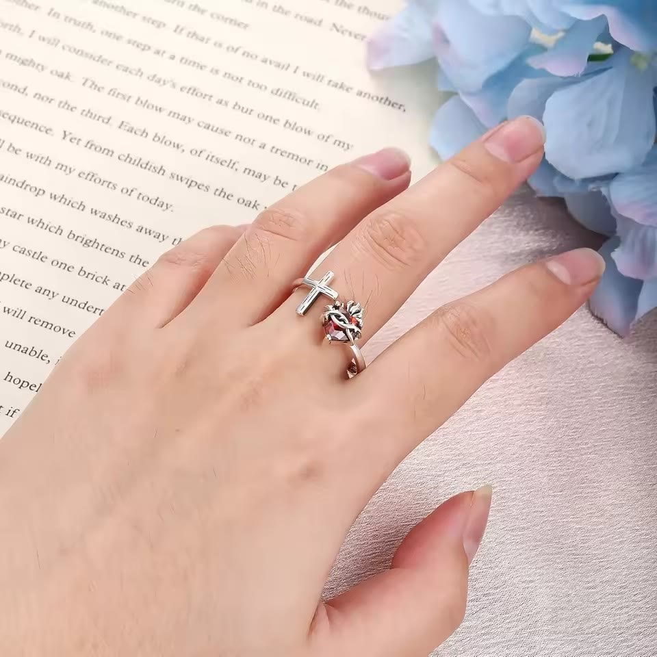 Christianartworkshop Sacred Heart of Jesus Ring: With God All Things Are Possible - image 4