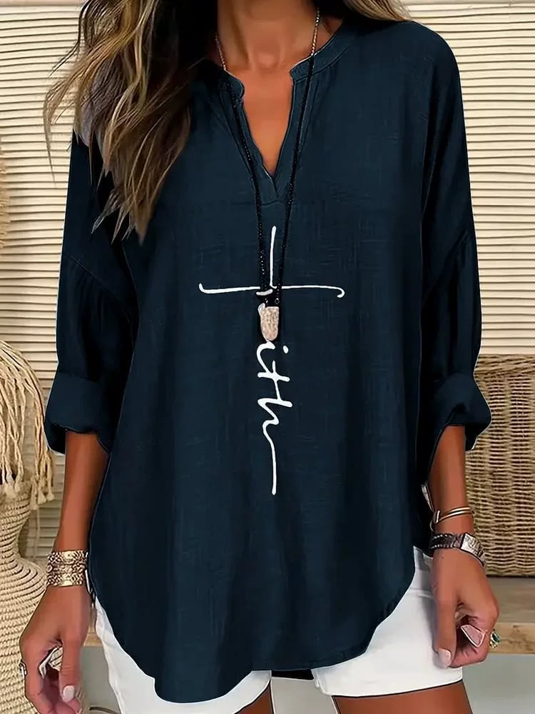 Christianartworkshop Eternal Light Cross Shirt – Embrace Faith and Grace - Navy Blue - 5XL - image 0