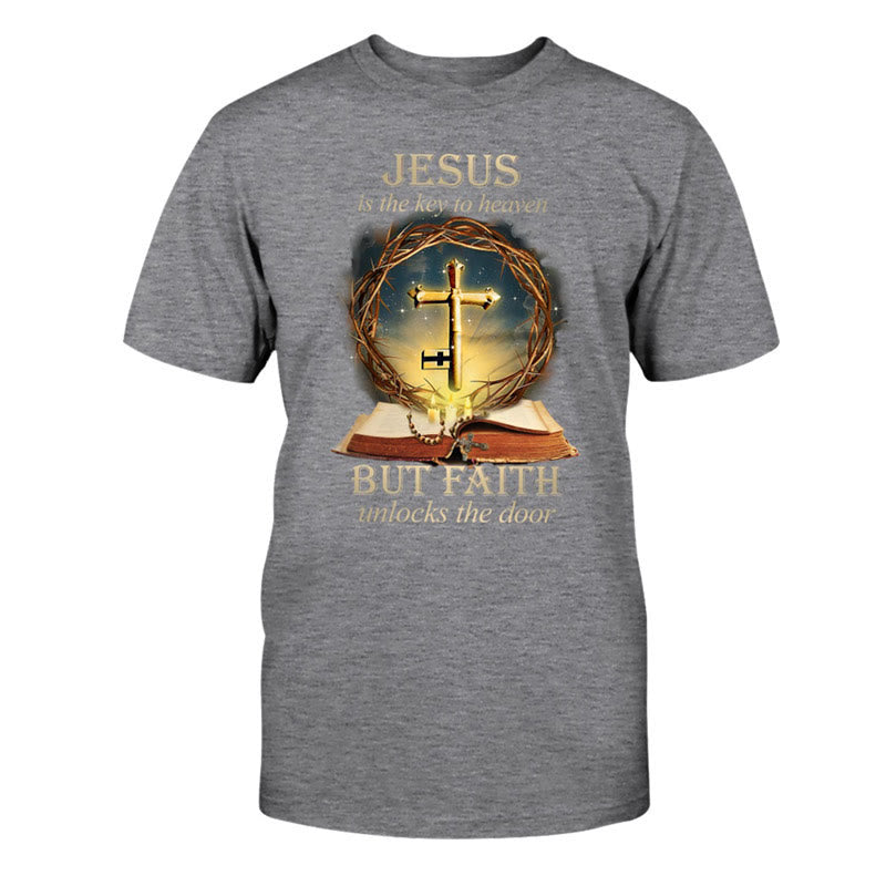 Christianartworkshop Key to Heaven Unisex Cotton T-Shirt - Grey - 2XL - image 4