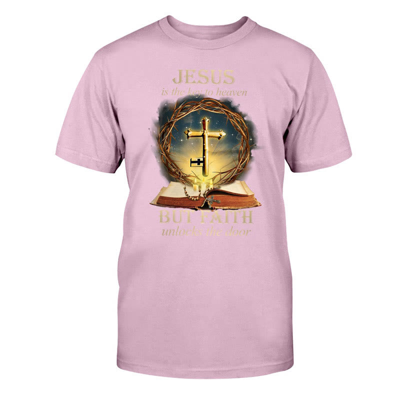 Christianartworkshop Key to Heaven Unisex Cotton T-Shirt - Pink - 2XL - image 10