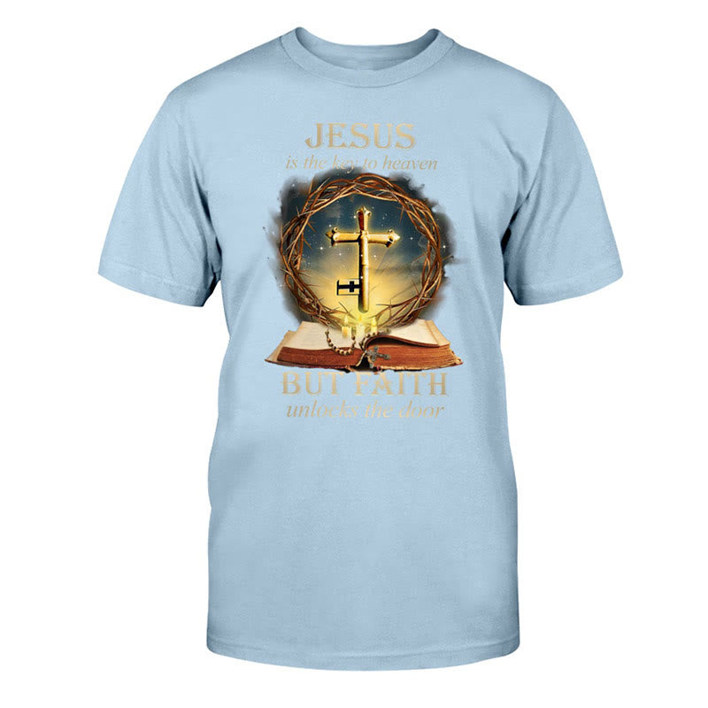 Christianartworkshop Key to Heaven Unisex Cotton T-Shirt - Blue - 2XL - image 8