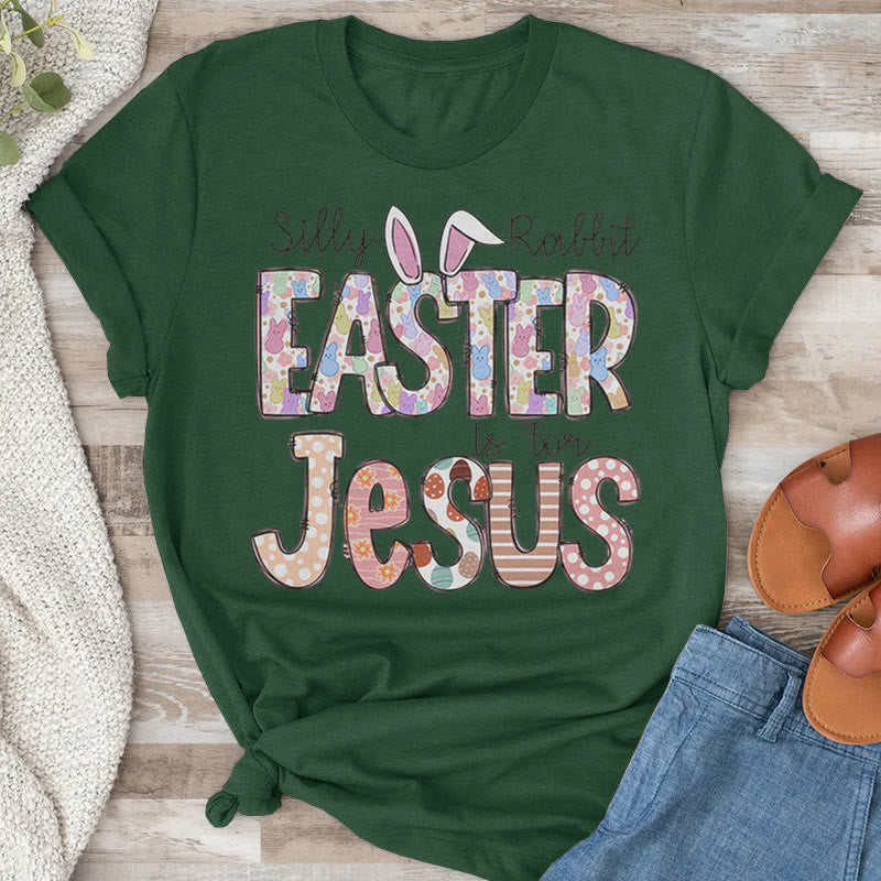 Christianartworkshop Easter is for Jesus, Marshmallow Bunnies T-Shirt - Dark Green - 2XL - image 3