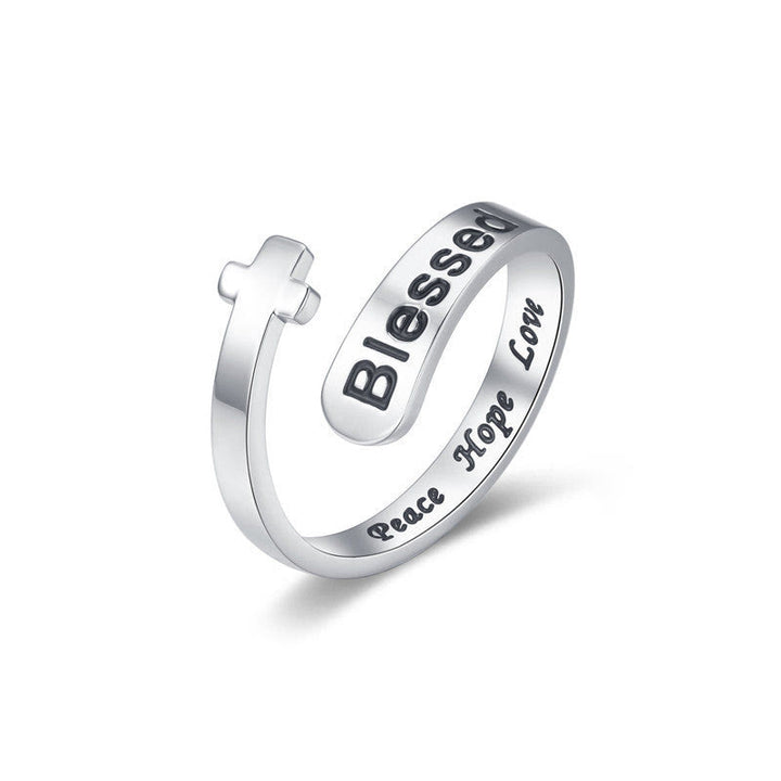 Christianartworkshop Blessed Cross Adjustable Faith Ring: Peace Hope Love - Adjustable(Suitable for AU Size Q) - image 0