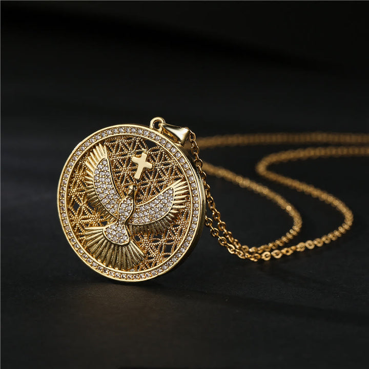 Christianartworkshop Holy Spirit Dove Heavenly Sparkle Necklace: A Radiant Symbol of Faith
