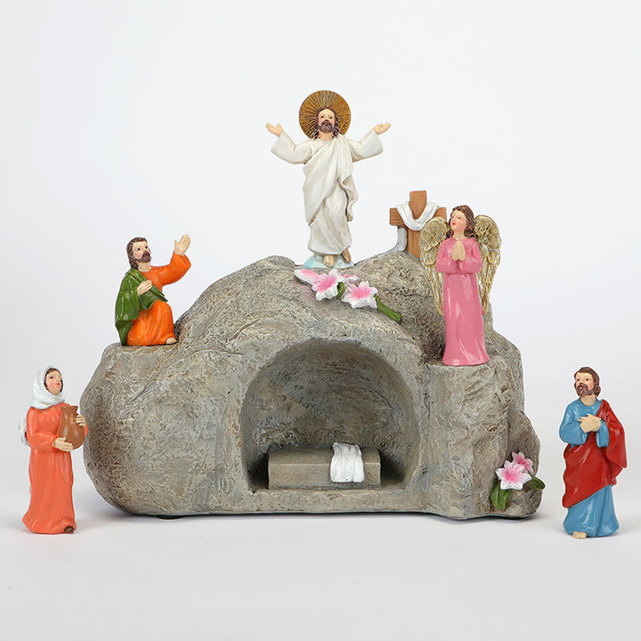 Christianartworkshop Resurrection Scene with Jesus, Angels, and Disciples - Illuminated Easter Nativity Ornament - image 4