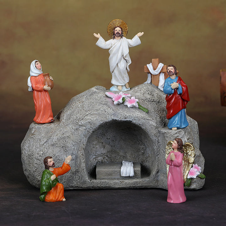 Christianartworkshop Resurrection Scene with Jesus, Angels, and Disciples - Illuminated Easter Nativity Ornament - image 3