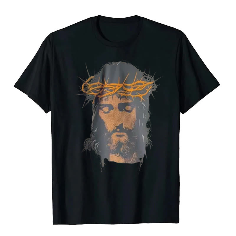 Christianartworkshop Jesus Face and Crown of Thorns Graphic T-Shirt - image 4