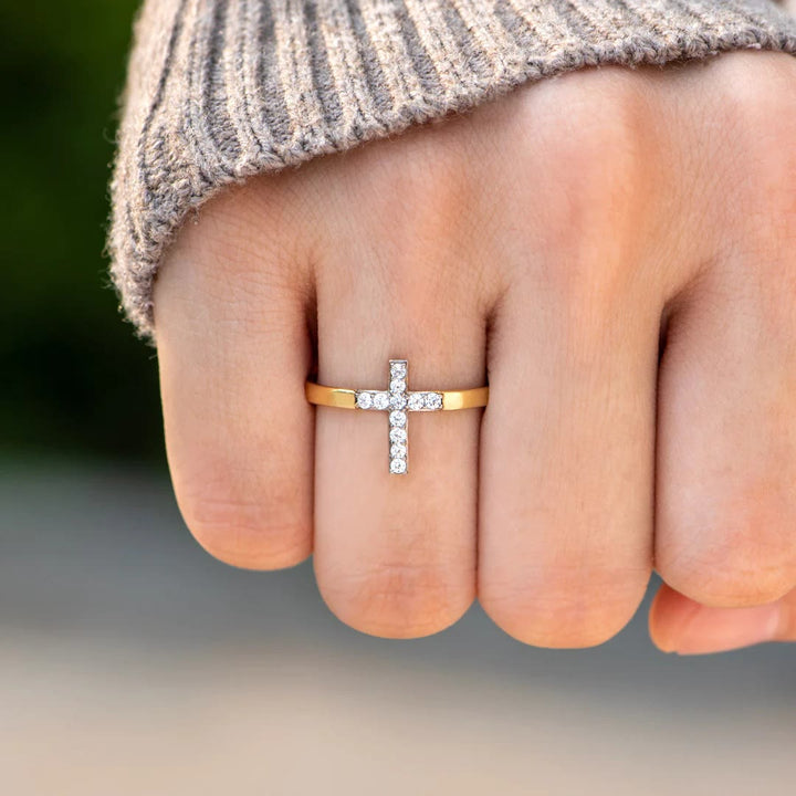 Christianartworkshop 925 Silver Cross & "Trust God" Ring: Symbols of Hope - image 1