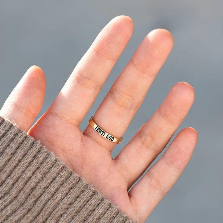 Christianartworkshop 925 Silver Cross & "Trust God" Ring: Symbols of Hope - AU Size T1/2 (US 10) - image 0