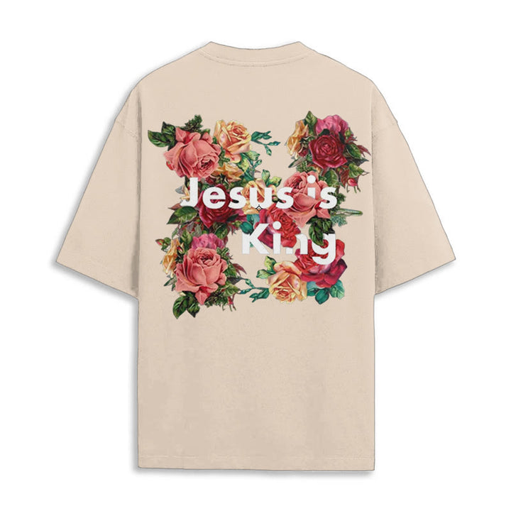 Christianartworkshop Floral Embellished Jesus is King Christian T-Shirt  - image 10