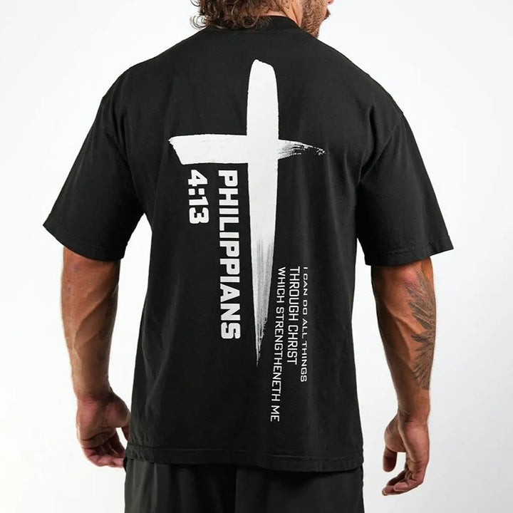 Christianartworkshop Philippians 4:13 Strength Cross T-Shirt - image 2