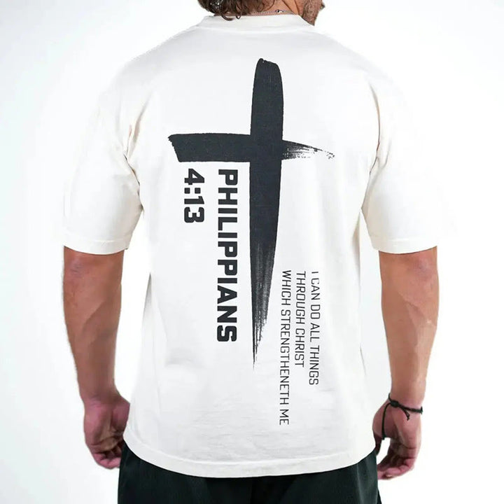 Christianartworkshop Philippians 4:13 Strength Cross T-Shirt