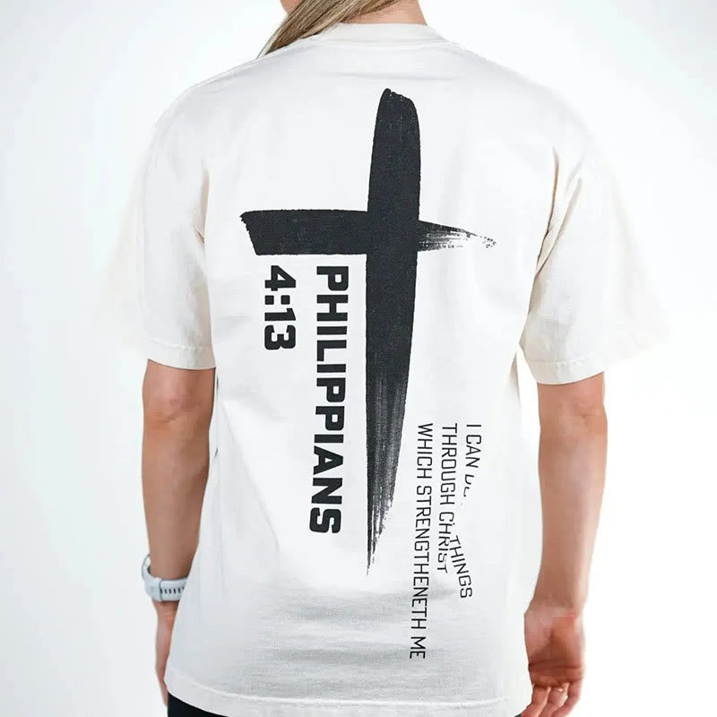 Christianartworkshop Philippians 4:13 Strength Cross T-Shirt