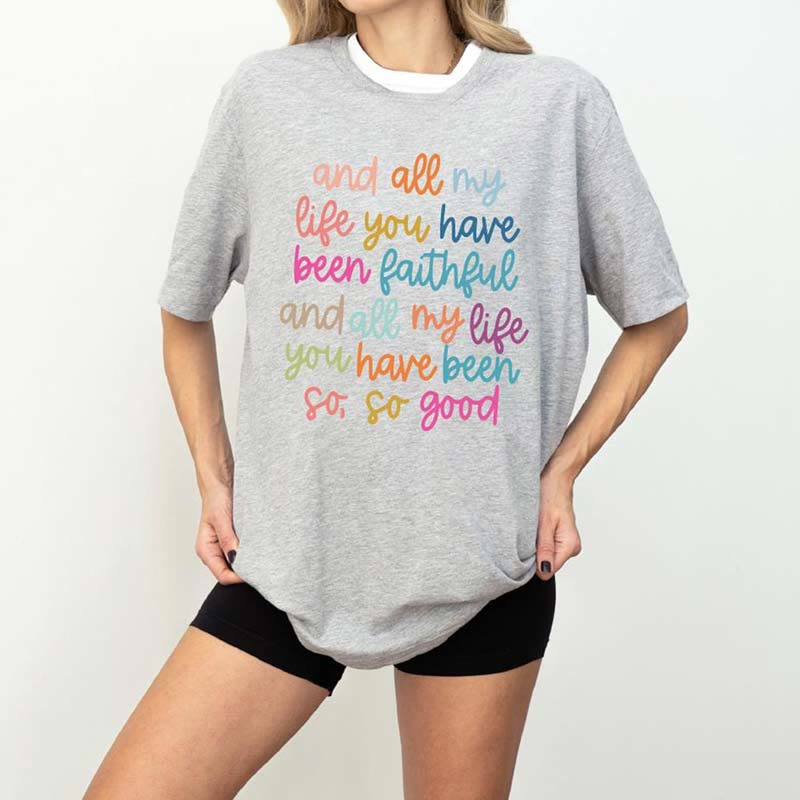 Christianartworkshop All My Life You've Been Faithful' Christian T - Shirt - Grey - 2XL - image 3