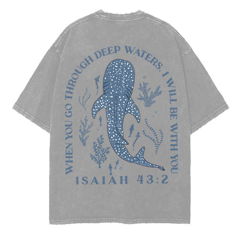 Christianartworkshop I Will Be With You Double Sided Washed Christian T-shirt
