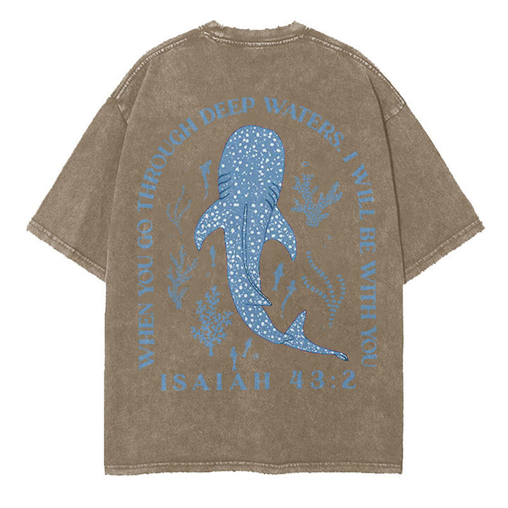 Christianartworkshop I Will Be With You Double Sided Washed Christian T-shirt