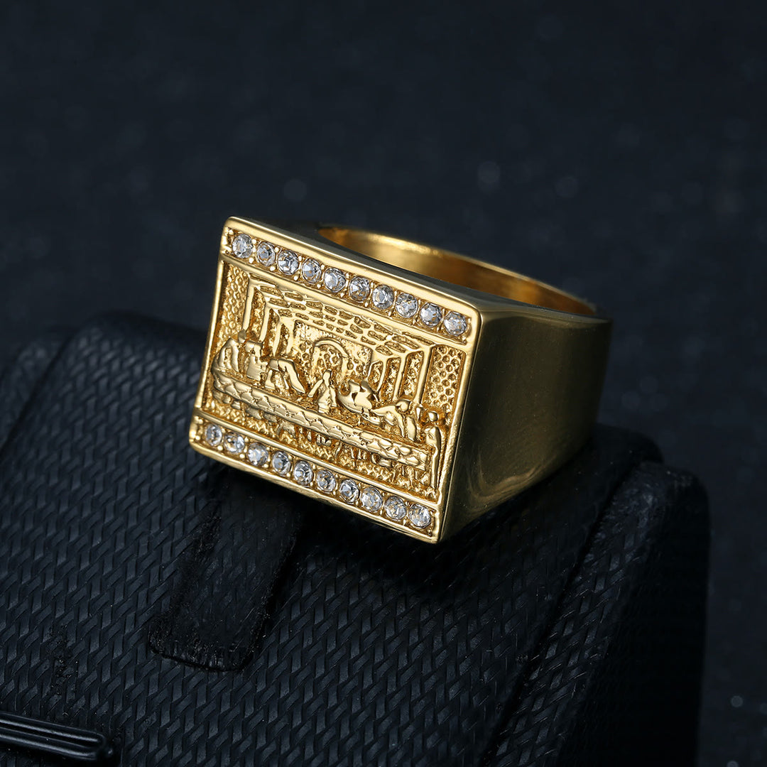 Christianartworkshop 2 Colors Vintage&Classic The Last Supper Ring: A Symbol of Devotion and Heritage - Gold - US13 - image 0